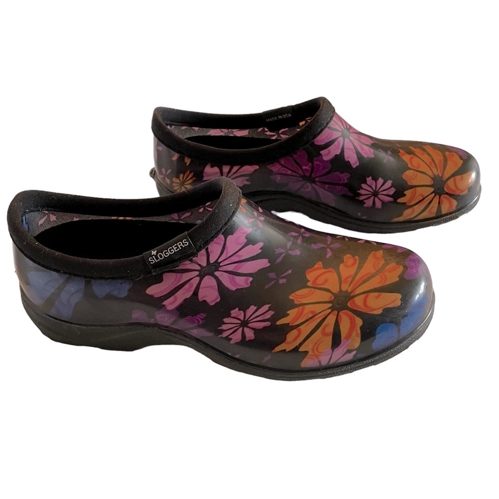 SLOGGERS Shoes Slip On Waterproof Gardening Rain Floral Size 6